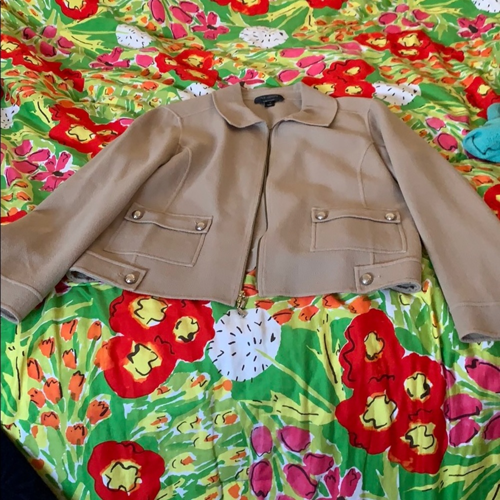 St. John beige military wool jacket 14